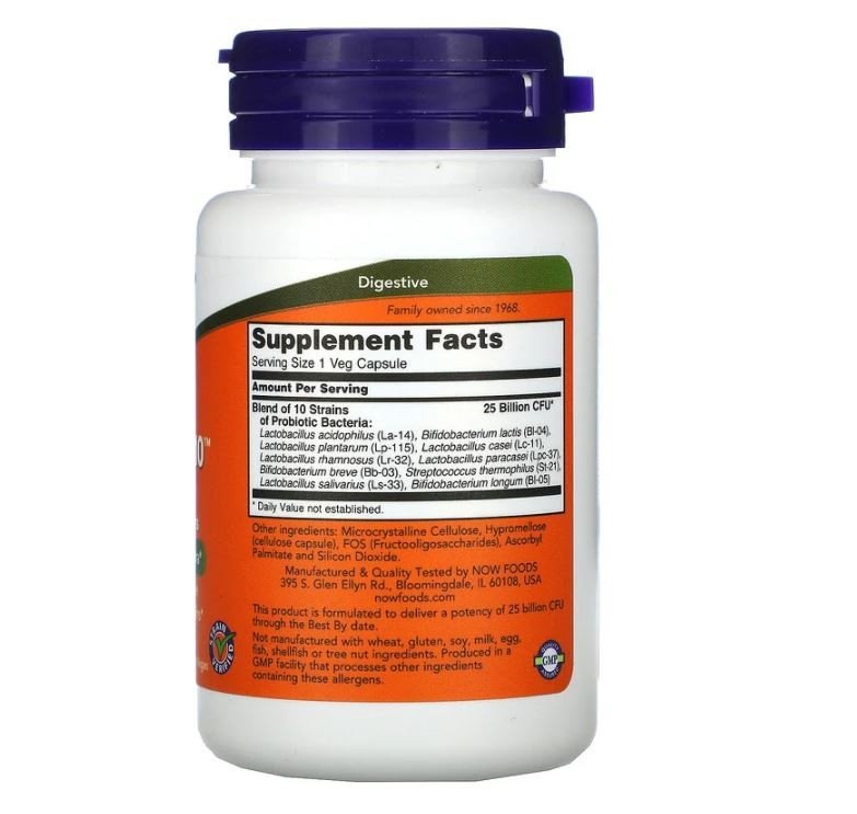 Now Foods Probiotic 10 - 25 Billion - 50 Veg Caps - Non GMO Halal - Image 2