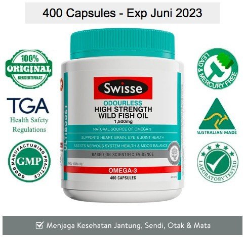 Swisse Ultiboost Odourless High Strength Fish Oil 1500mg Minyak Ikan-2