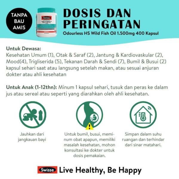 Swisse Ultiboost Odourless Wild Fish Oil 1000mg Minyak Ikan-4