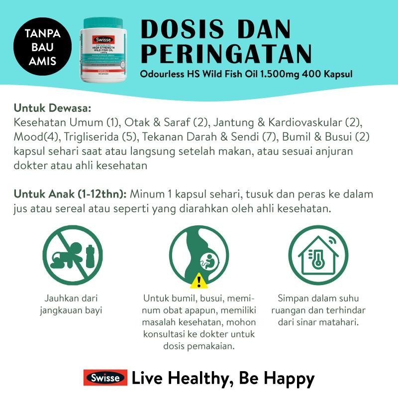 Swisse Ultiboost Odourless Wild Fish Oil 1000mg Minyak Ikan-4